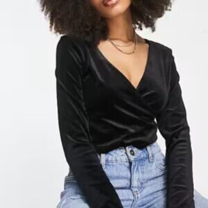 NWOT, Monki • Velvet Wrap Top, Size XS